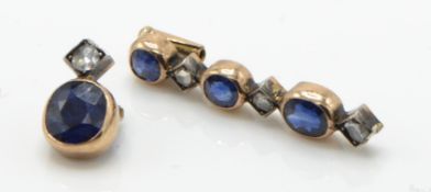 A VIctorian 19th century gold 14ct sapphire and diamond finding.