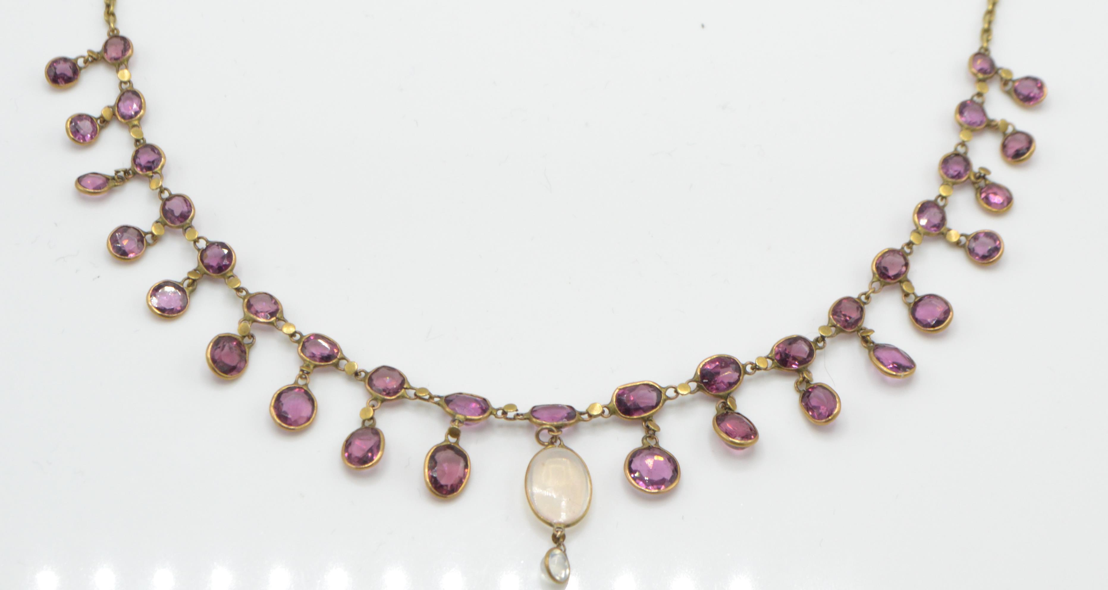 A late 19th Century gold necklace set with faceted - Image 3 of 11