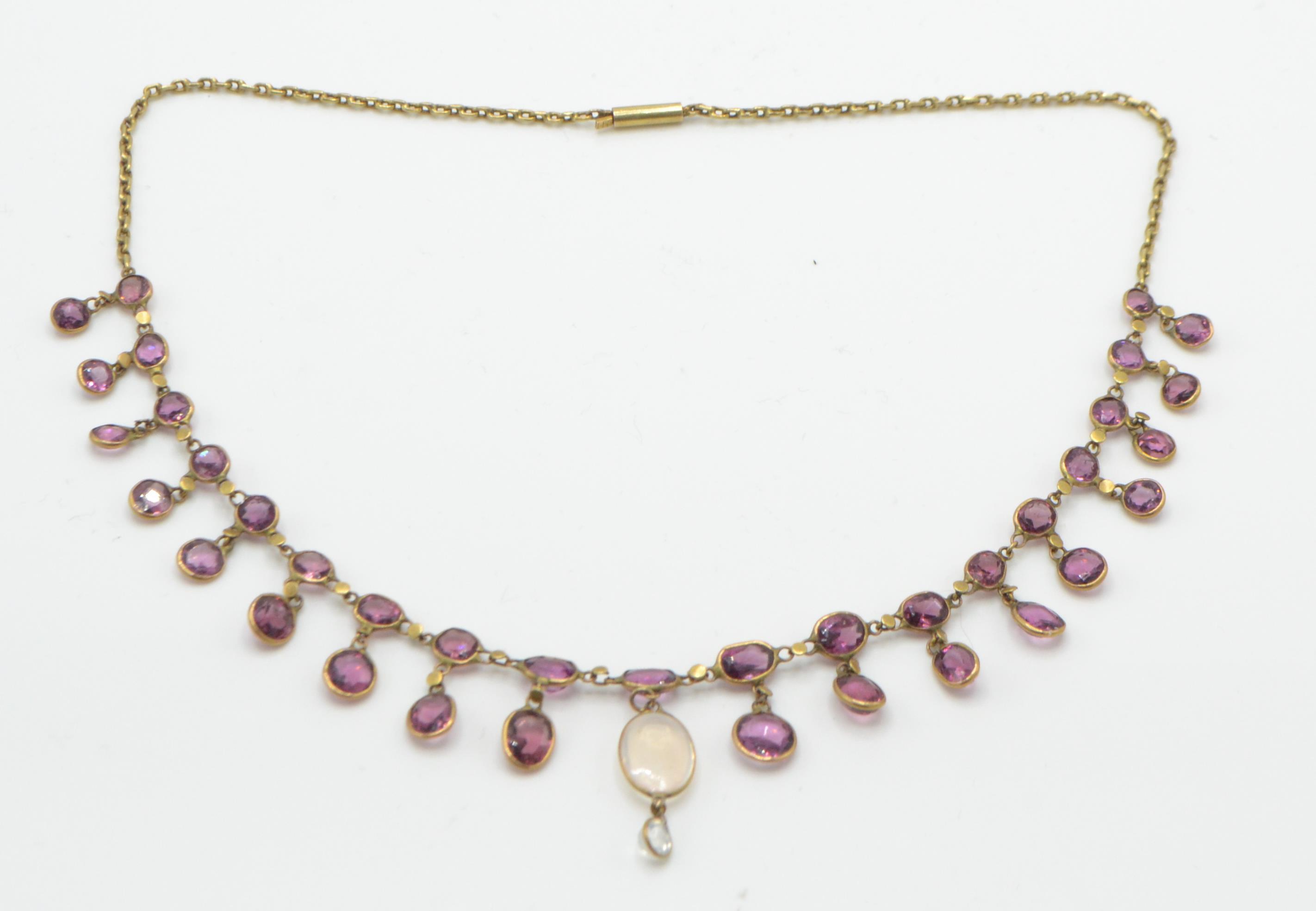 A late 19th Century gold necklace set with faceted - Image 4 of 11