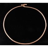 9CT GOLD CHOKER OF CIRCULAR FORM WITH CROOK CLASPS