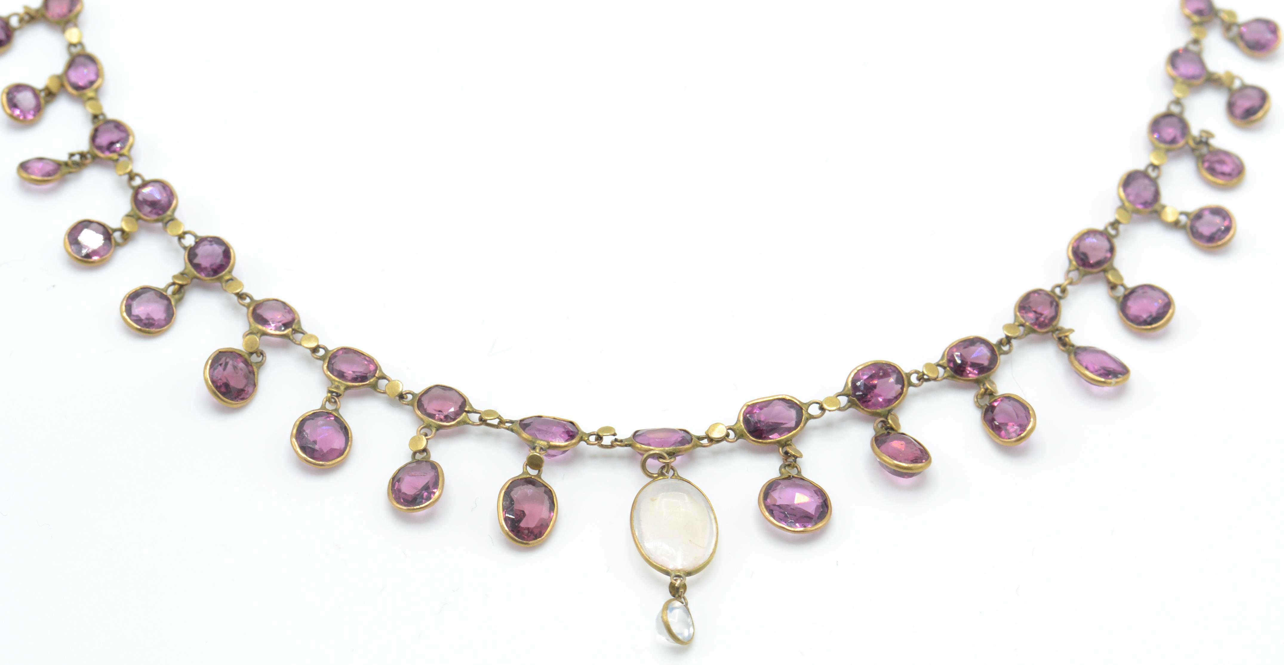 A late 19th Century gold necklace set with faceted - Image 5 of 11