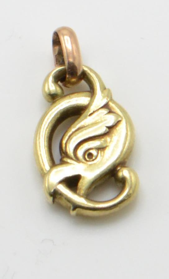 18ct gold 19th century Art Nouveau necklace pendant charm in the form of an eagle