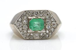 A Retro Emerald & Diamond Ring