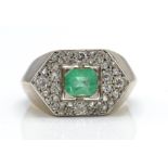 A Retro Emerald & Diamond Ring