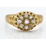 An Antique 18ct Gold & Diamond Cluster Ring