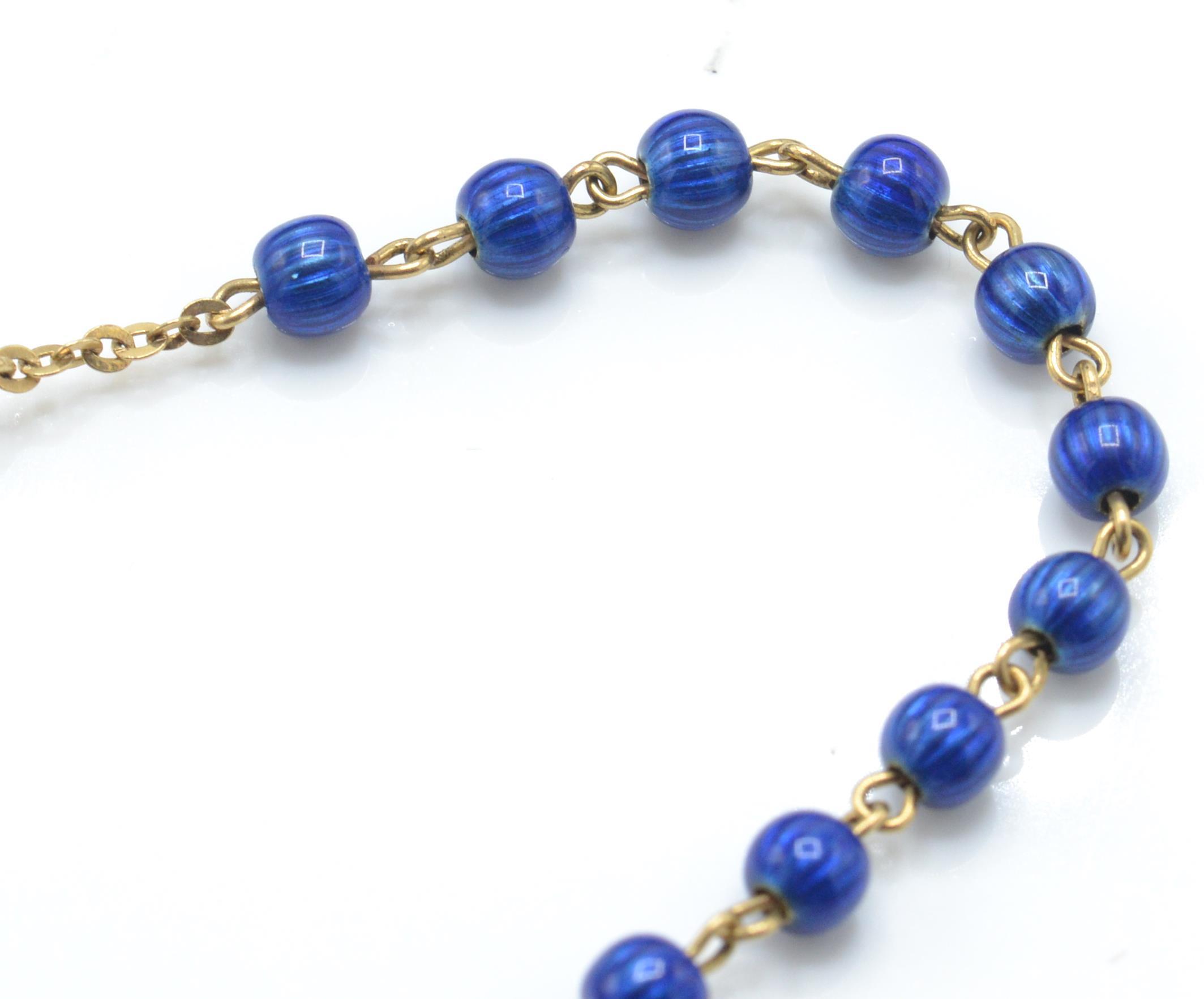 An Italian 18ct gold pearl and enamel cruciform pendant bracelet. - Image 6 of 7
