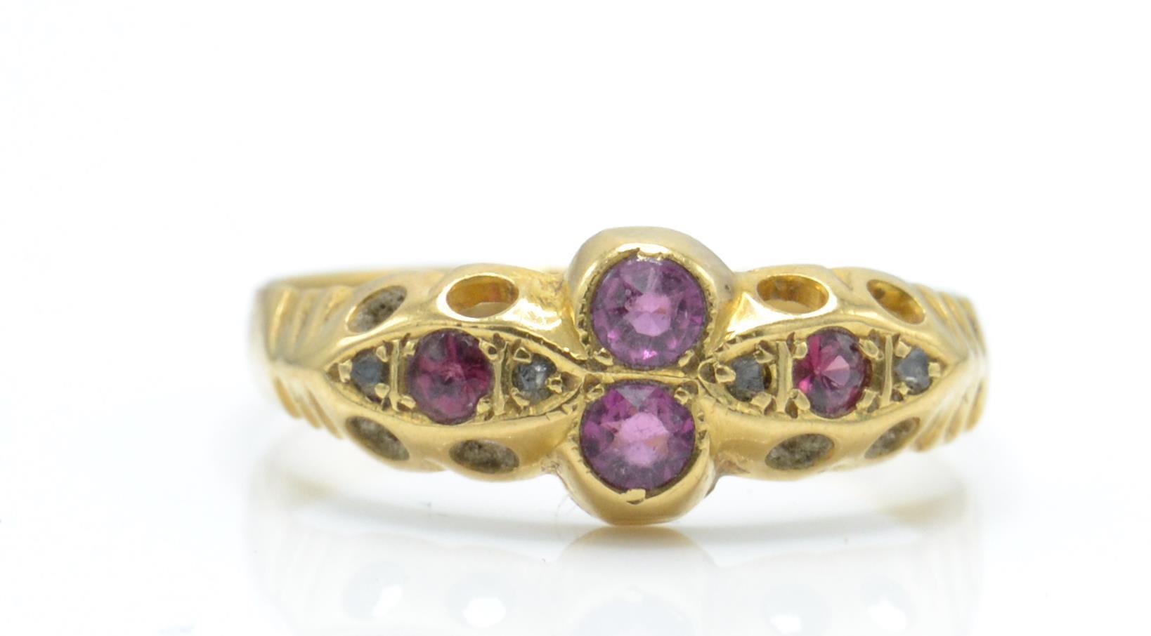 A 1911 Edwardian hallmarked 18ct gold ruby and diamond ring