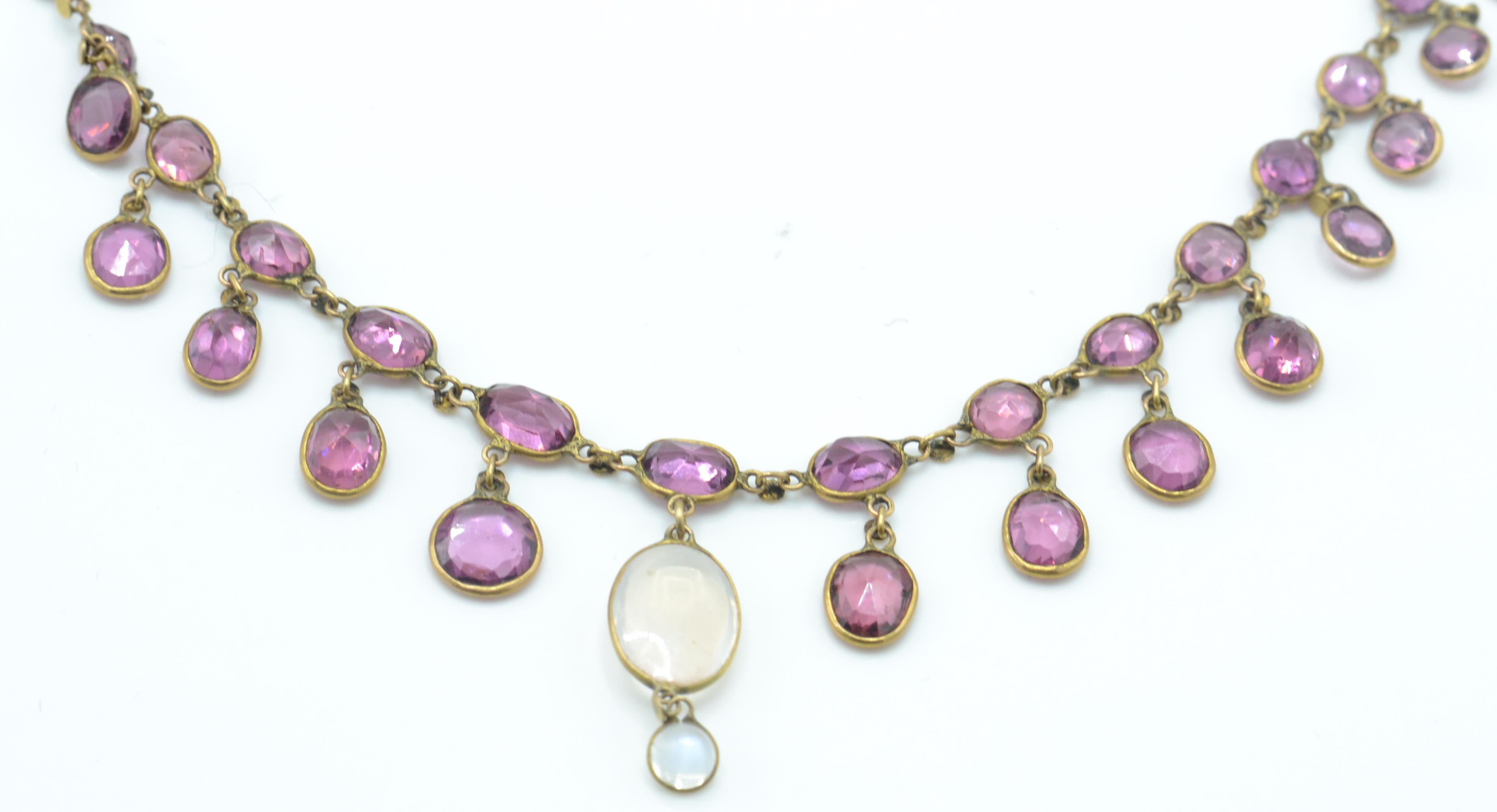 A late 19th Century gold necklace set with faceted - Image 9 of 11