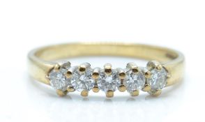 A Hallmarked 9ct Gold 5 Stone Diamond Ring