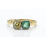 18CT GOLD EMERALD AND DIAMOND RING