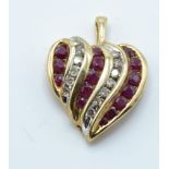 A Gold Ruby & Diamond Heart Pendant