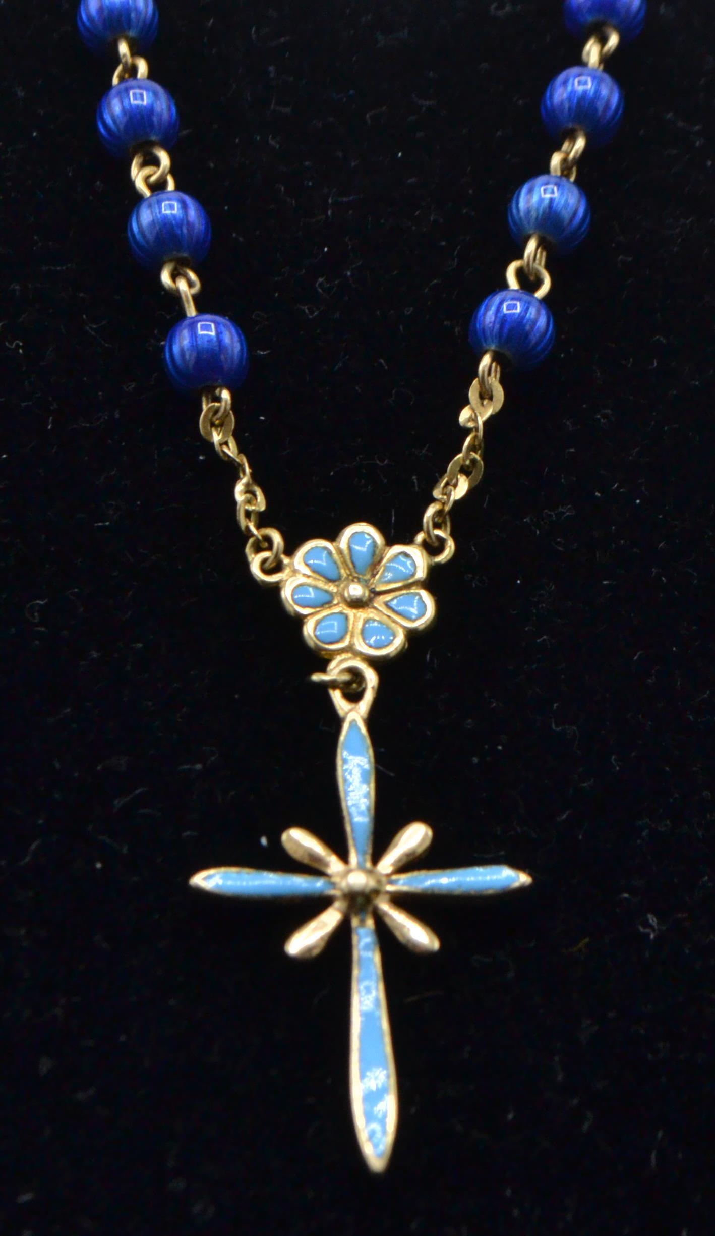 An Italian 18ct gold pearl and enamel cruciform pendant bracelet. - Image 2 of 7