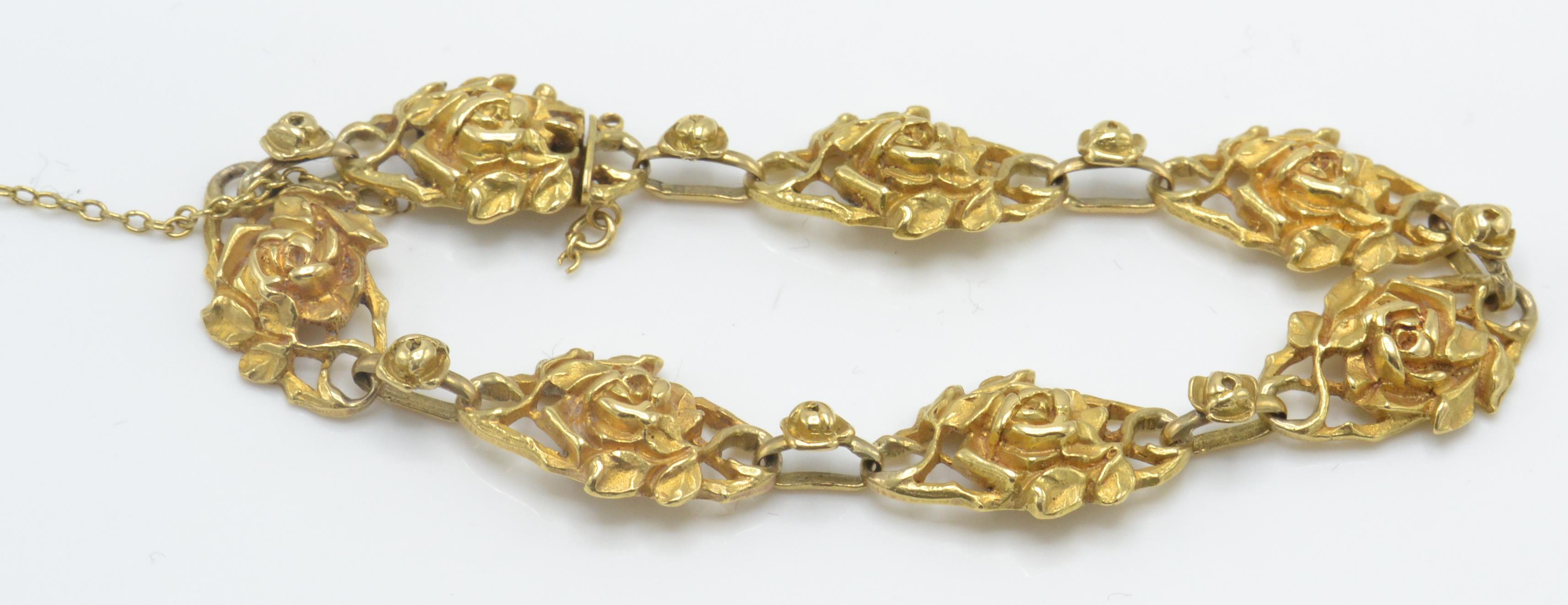A French gold Art Nouveau seven link bracelet. The bracelet form of openwork links in the form of - Image 7 of 8
