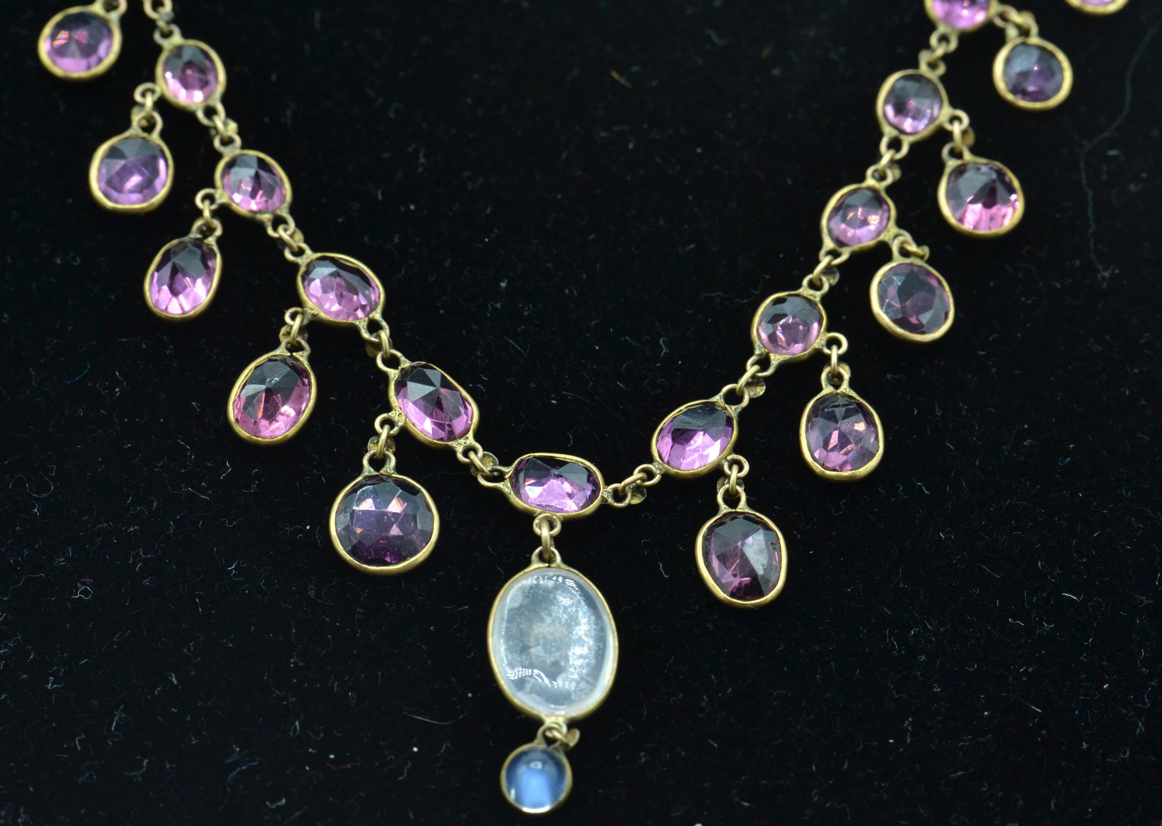 A late 19th Century gold necklace set with faceted - Image 7 of 11