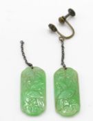 A pair of early 20th century Chinese Jade drop earrings