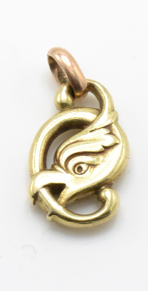 18ct gold 19th century Art Nouveau necklace pendant charm in the form of an eagle - Image 2 of 3