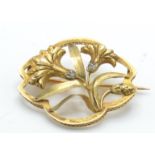A French Art Nouveau gold and diamond brooch pin