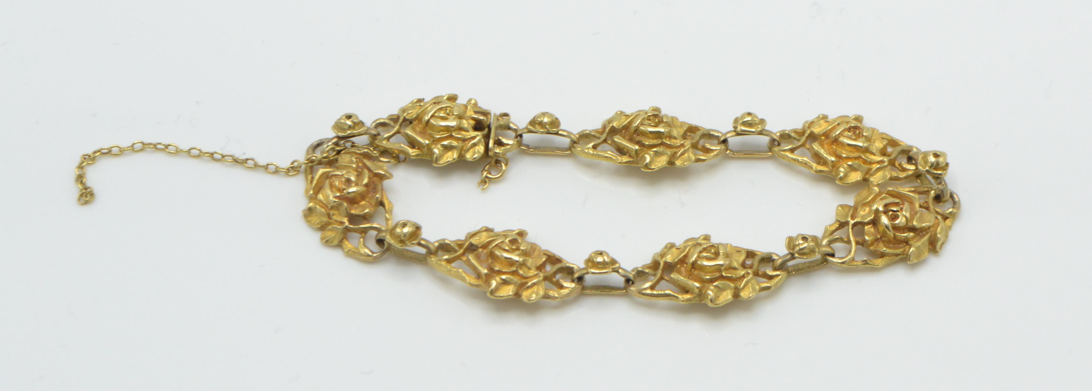 A French gold Art Nouveau seven link bracelet. The bracelet form of openwork links in the form of - Image 6 of 8