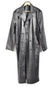 UNIFORMS & FANCY DRESS - A WWII STYLE NAZI OFFICER BLACK LEATHER TRENCH COAT.