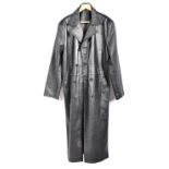 UNIFORMS & FANCY DRESS - A WWII STYLE NAZI OFFICER BLACK LEATHER TRENCH COAT.