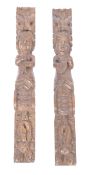 PAIR OF 19TH CENTURY CARVED WALNUT ARCHITECTURAL MUSICIANS