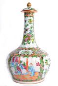 19TH CENTURY ANTIQUE CANTONESE PORCELAIN BOTTLE VASE