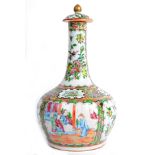 19TH CENTURY ANTIQUE CANTONESE PORCELAIN BOTTLE VASE