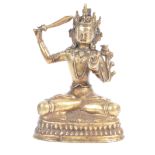 TIBETAN CAST BRONZE MANJUSHRI BUDDHA STATUE