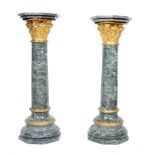 PAIR OF STUNNING GREEN MARBLE AND ORMOLU BRONZE CO