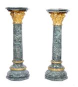 PAIR OF STUNNING GREEN MARBLE AND ORMOLU BRONZE CO