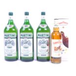 3 BOTTLES OF MARTINI ALONG WITH BOXED SCOTCH WHISKY