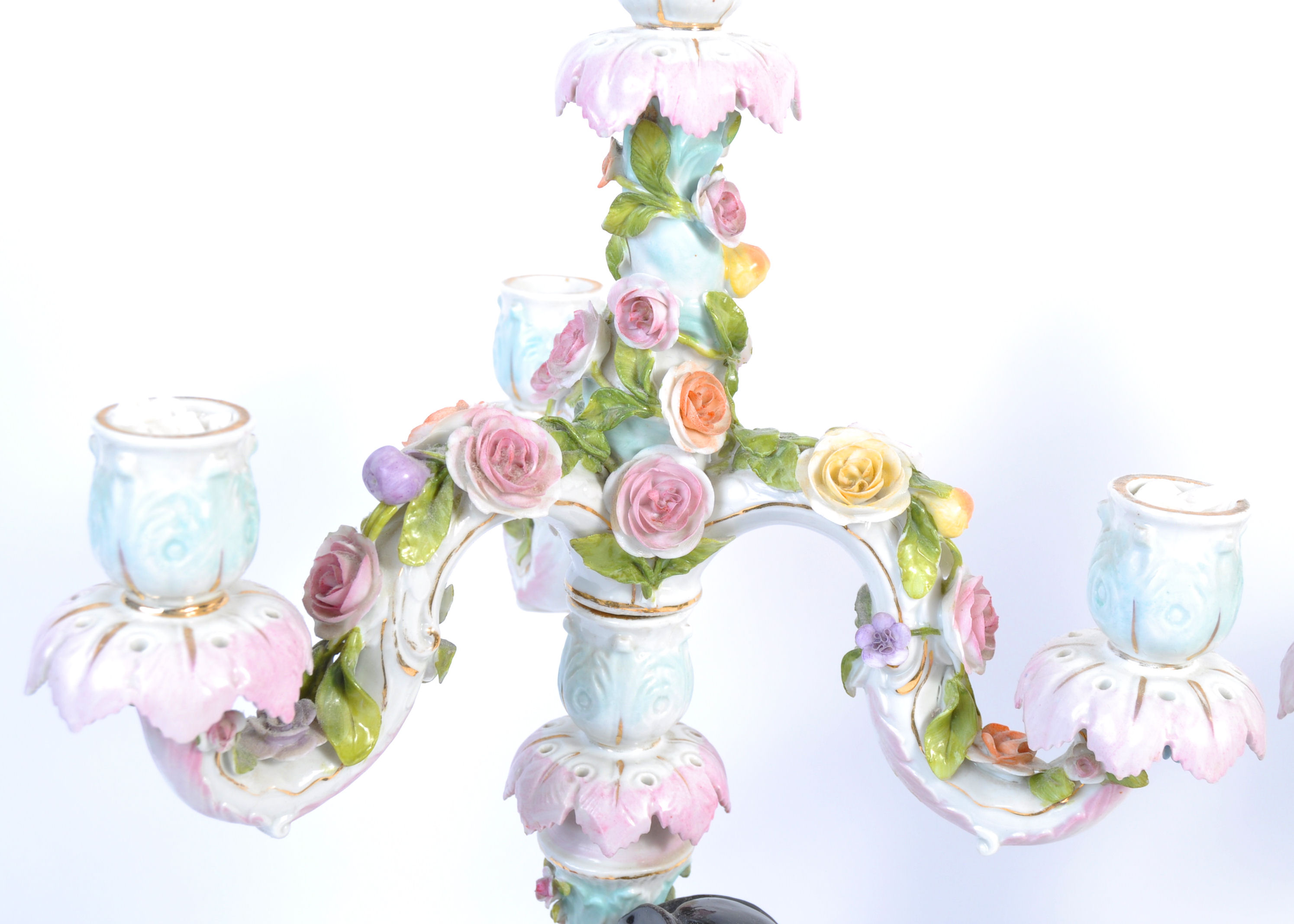 PAIR OF 19TH CENTURY CERAMIC MEISSEN CANDELABRA - Image 2 of 8