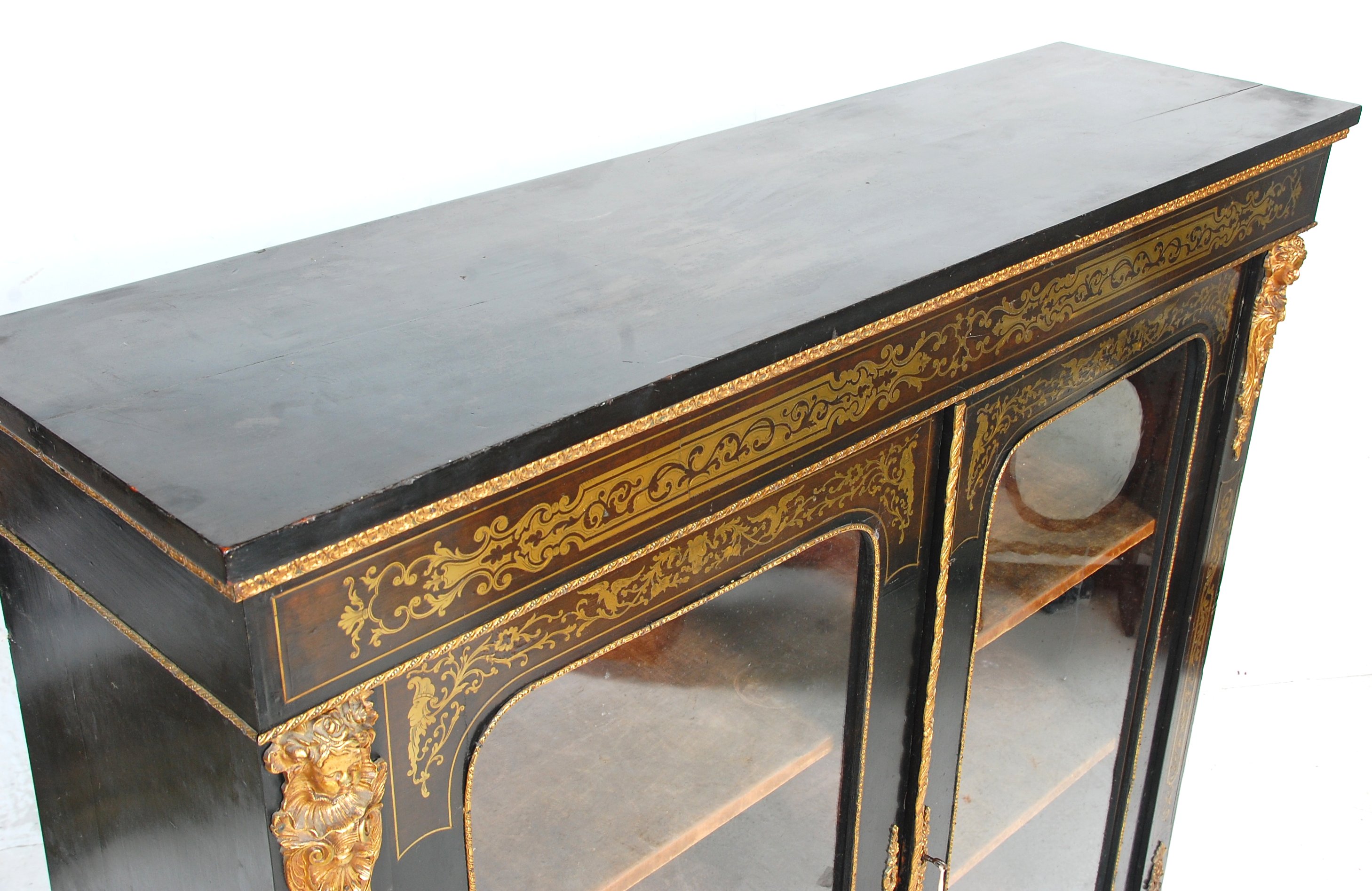 19TH CENTURY EBONISED BOULLE WORK INLAID PIER CABINET - Image 3 of 5