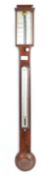 RARE FLAME MAHOGANY STICK BAROMETER BY MASPOLI OF HULL