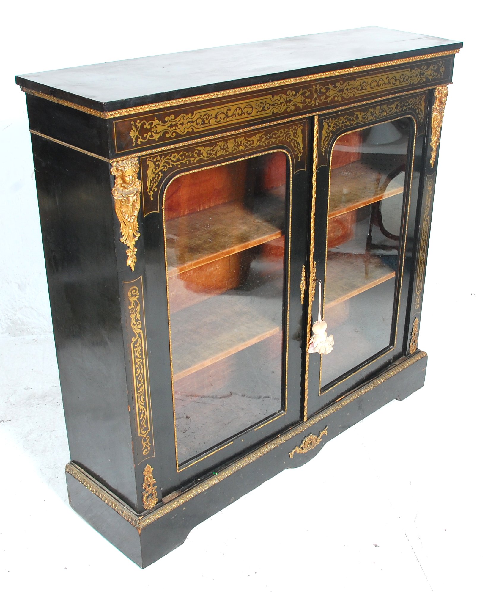19TH CENTURY EBONISED BOULLE WORK INLAID PIER CABINET - Image 2 of 5