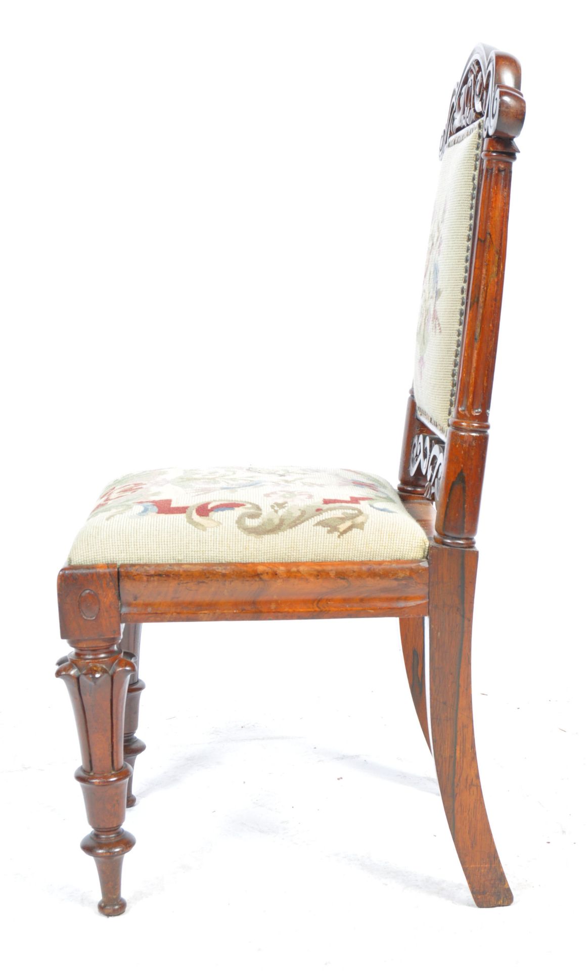 19TH CENTURY VICTORIAN ENGLISH ANTIQUE ROSEWOOD BEDROOM CHAIR - Image 3 of 7