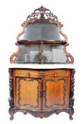 IMPRESSIVE 19TH CENTURY WALNUT MIRROR BACKED MARBLE SIDEBOARD