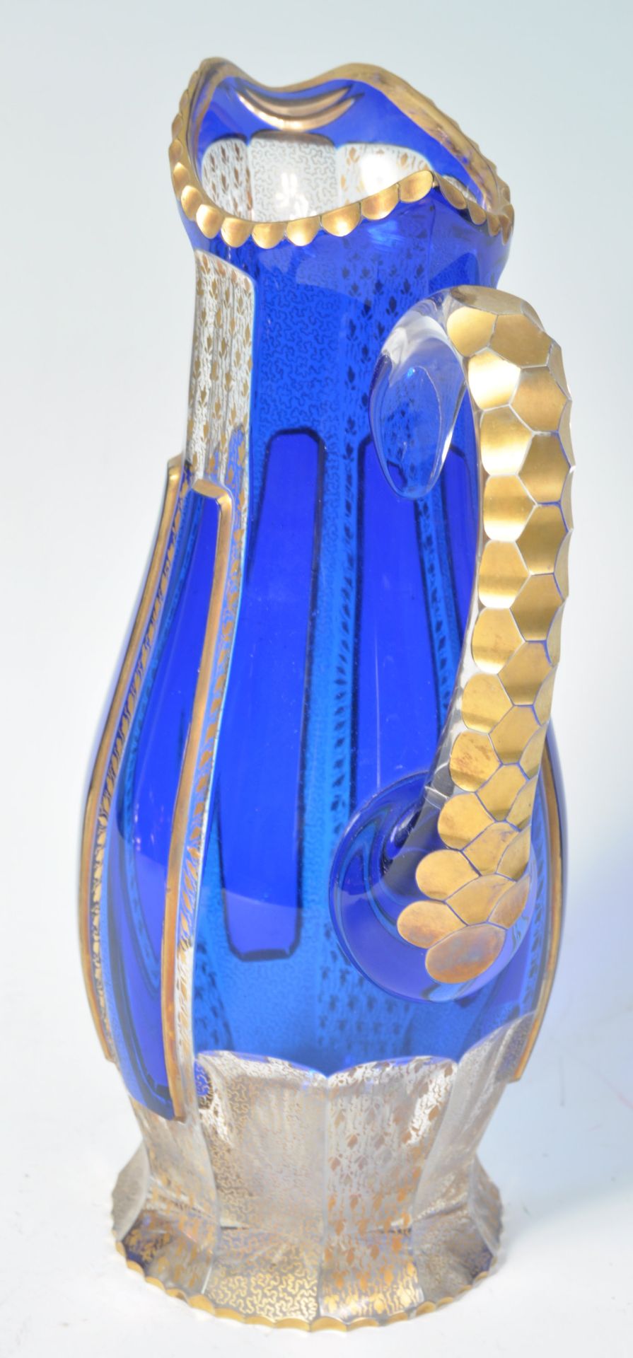 19TH CENTURY COBALT AND GILT BOHEMIAN GLASS JUG - Image 3 of 6