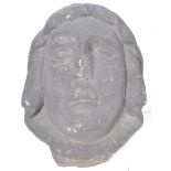 EARLY CARVED STONE MEDIEVAL HEAD OF A GENTLEMAN