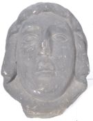 EARLY CARVED STONE MEDIEVAL HEAD OF A GENTLEMAN