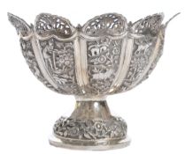 19TH CENTURY INDIAN ANTIQUE SILVER PEDESTAL BOWL