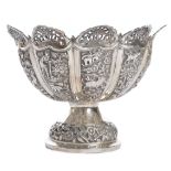 19TH CENTURY INDIAN ANTIQUE SILVER PEDESTAL BOWL