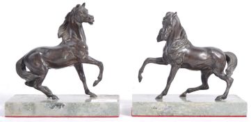 PAIR OF 19TH CENTURY ENGLISH ANTIQUE SPELTER HORSE FIGURES