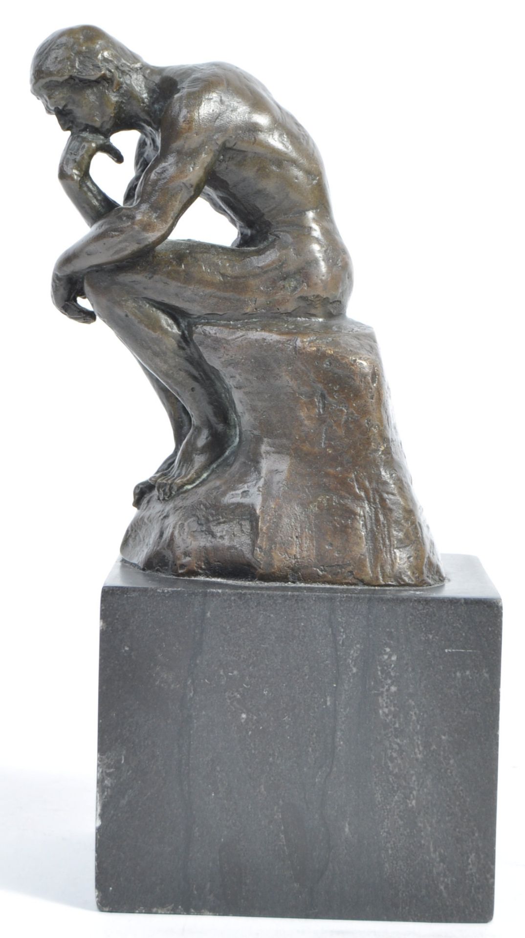 EARLY 20TH CENTURY RODIN BRONZE THE THINKER FIGURINE - Bild 2 aus 6