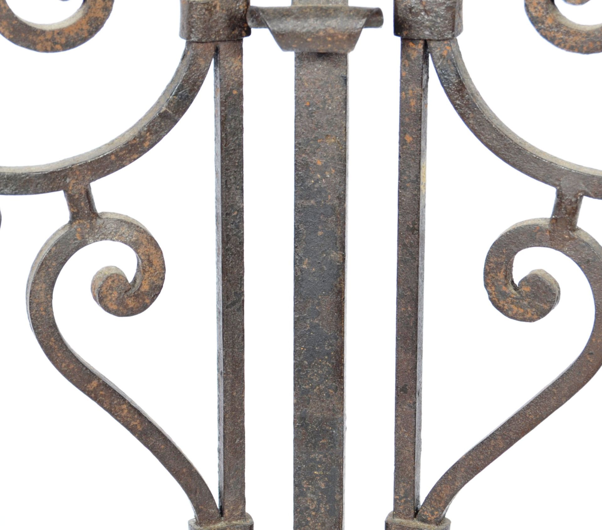 EARLY 20TH CENTURY WROUGHT IRON GOTHIC CANDELABRA - Bild 2 aus 7