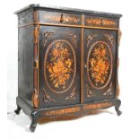 RARE EARLY 19TH CENTURY EUROPEAN EBONY MARBLE TOPPED SIDE CABINET