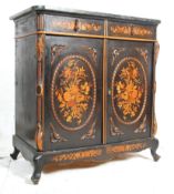 RARE EARLY 19TH CENTURY EUROPEAN EBONY MARBLE TOPPED SIDE CABINET