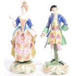 PAIR OF 19TH CENTURY ANTIQUE PORCELAIN FIGURINES