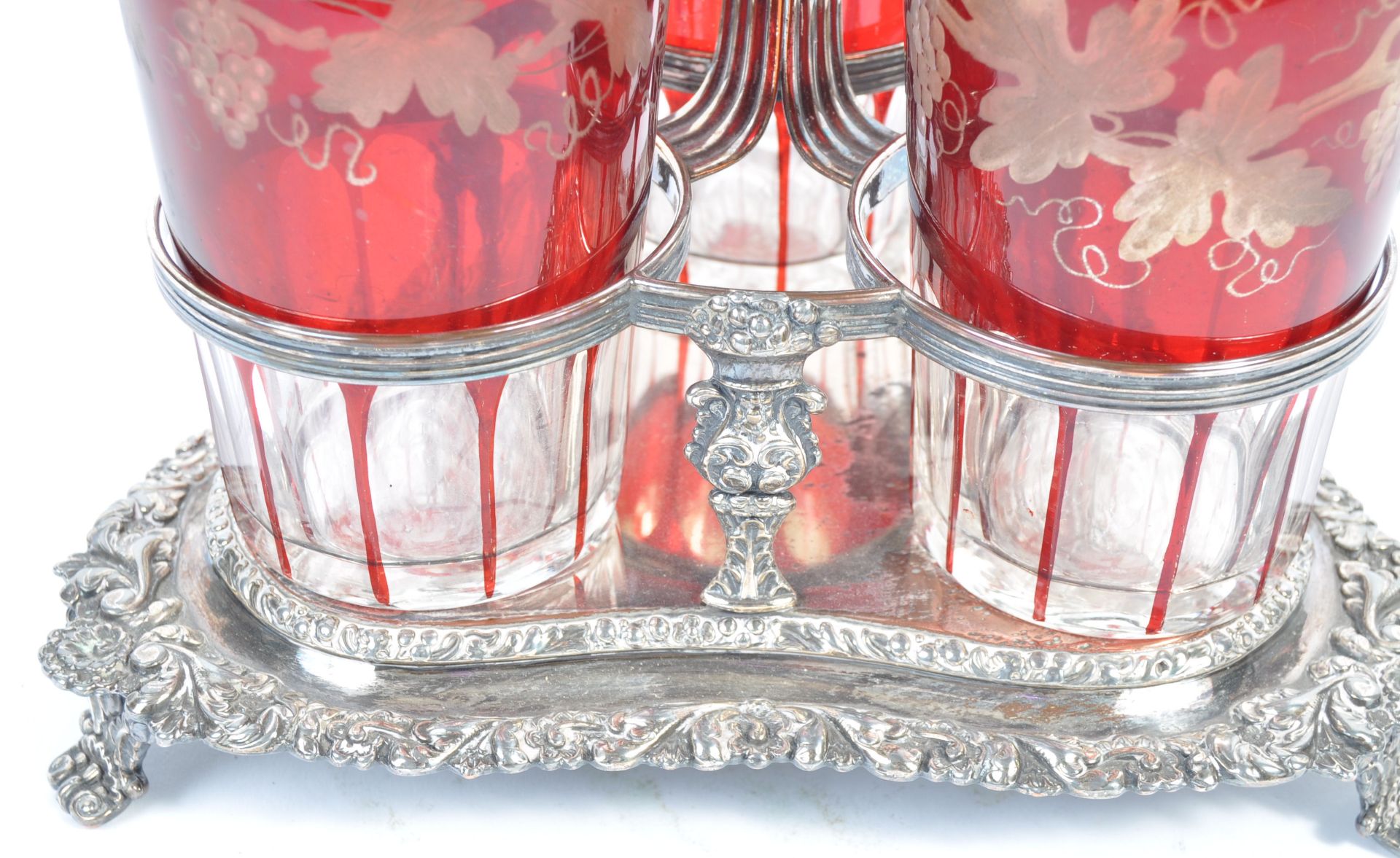 THREE 19TH CENTURY VICTORIAN RUBY GLASS DECANTERS - Image 2 of 7