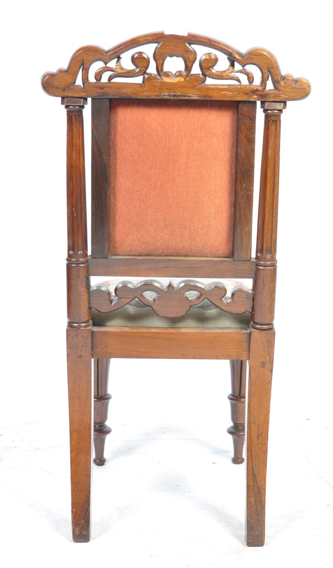 19TH CENTURY VICTORIAN ENGLISH ANTIQUE ROSEWOOD BEDROOM CHAIR - Image 4 of 7